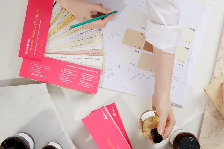 Premium labeling materials swatchbook