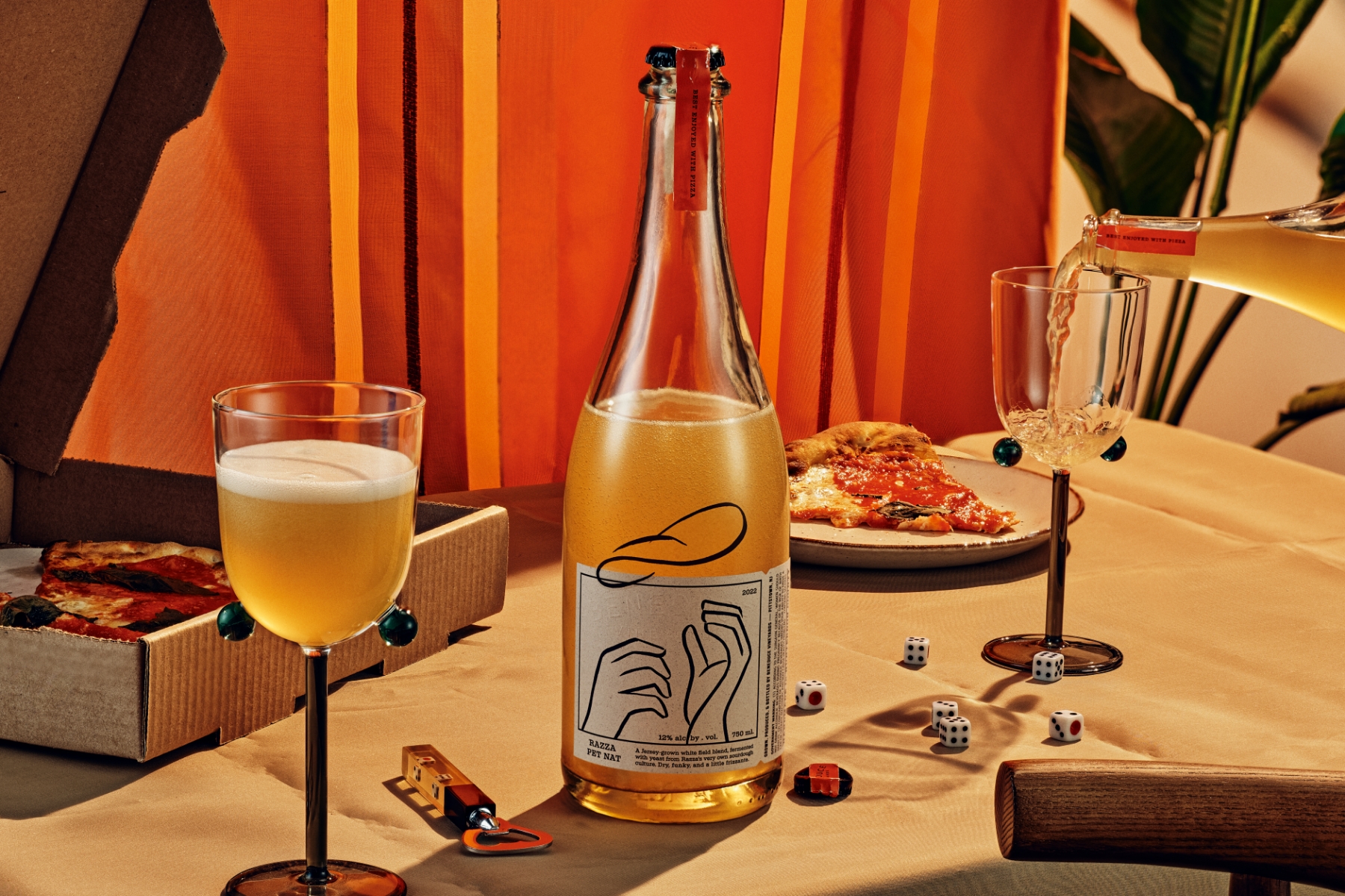 The union of wine, pizza, and label design